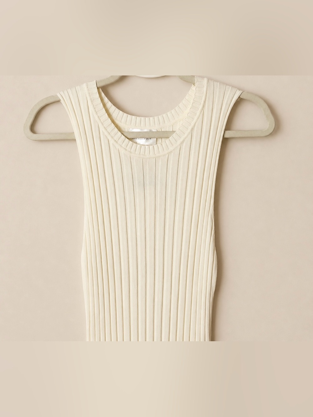 Revolve Line & Dot Magnolia‎ Rib Dress Ivory Asymmetrical Hem Sleeveless Midi M - Picture 3 of 8